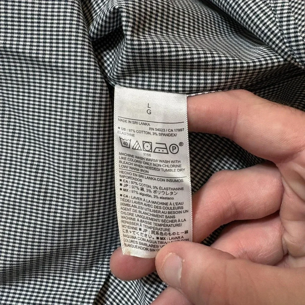 NWT Banana Republic Shirt Mens Large Gray Houndstooth Untucked Dress Stretch LS